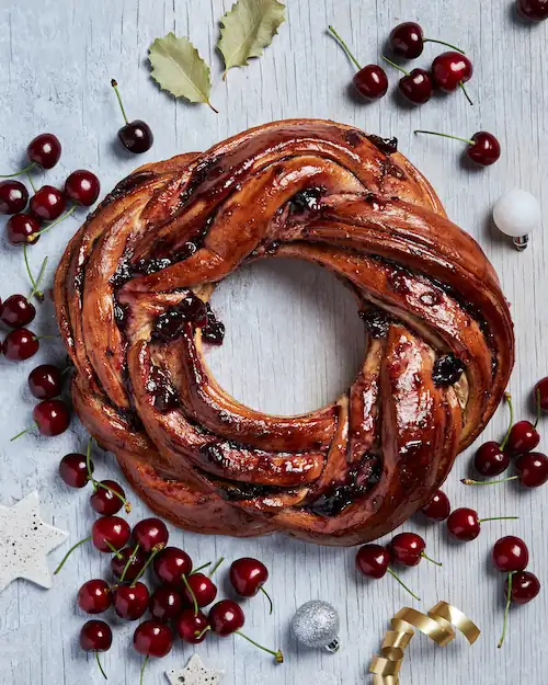 Candied Ginger and Cherry Christmas Wreath
