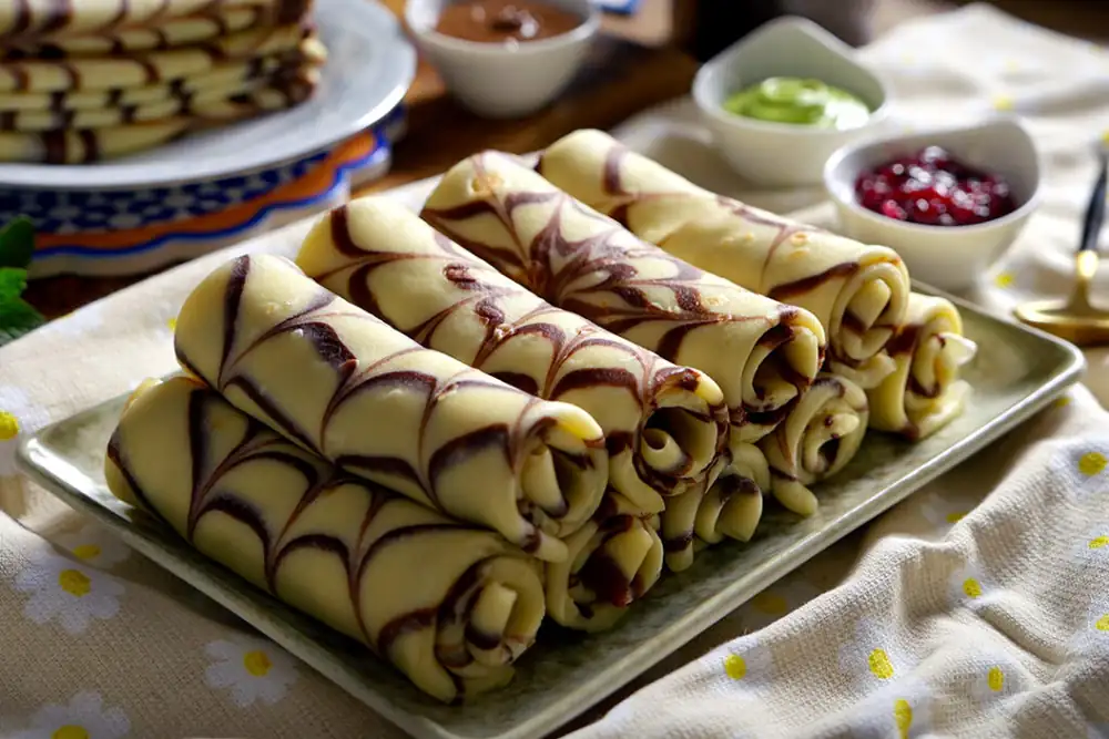 Spider web pancakes, fluffy and appetizing