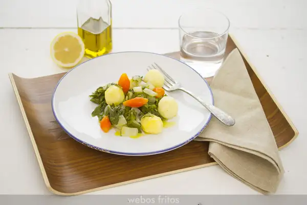 Boiled chard, potato and carrot