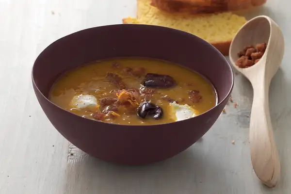 Tangerine Pumpkin Soup with Shrimp