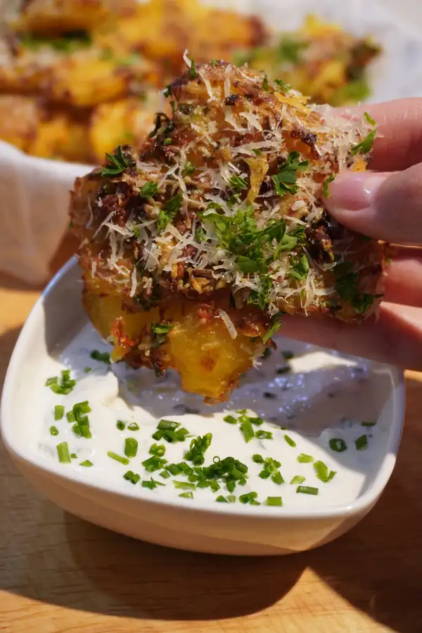 Garlic Parmesan Smashed Potatoes