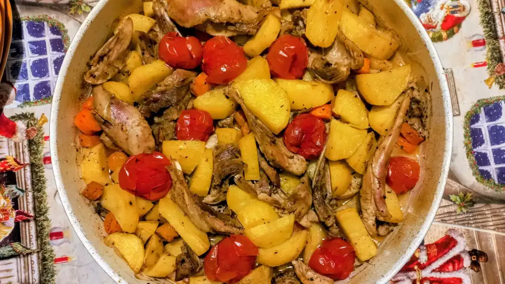 Turkey with potatoes and cherry tomatoes Turkish style