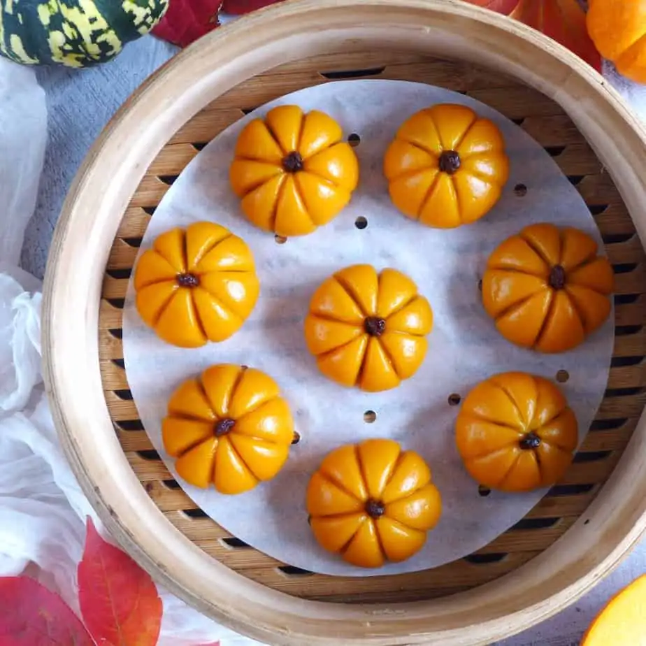 Pumpkin Mochi with Red Bean Filling