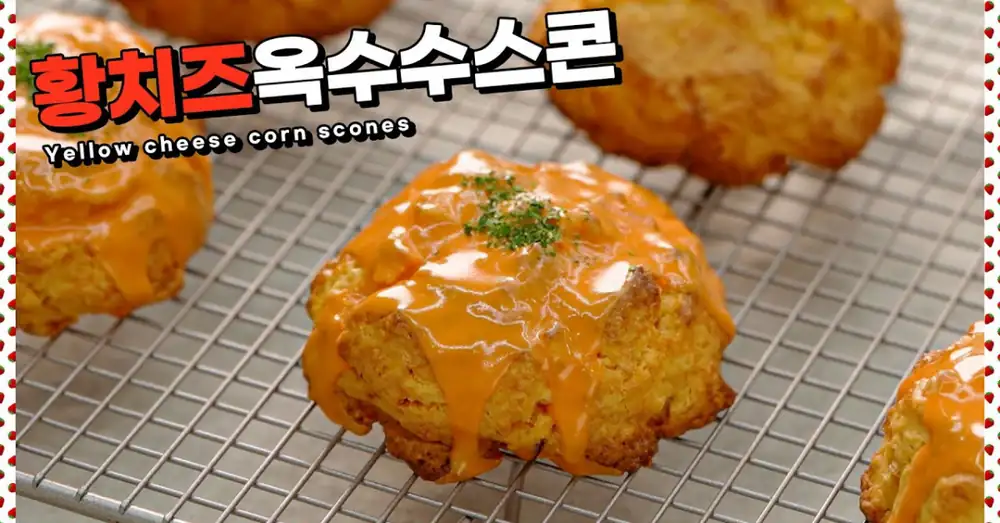 Yellow cheese corn scones with an appealing nutty flavor