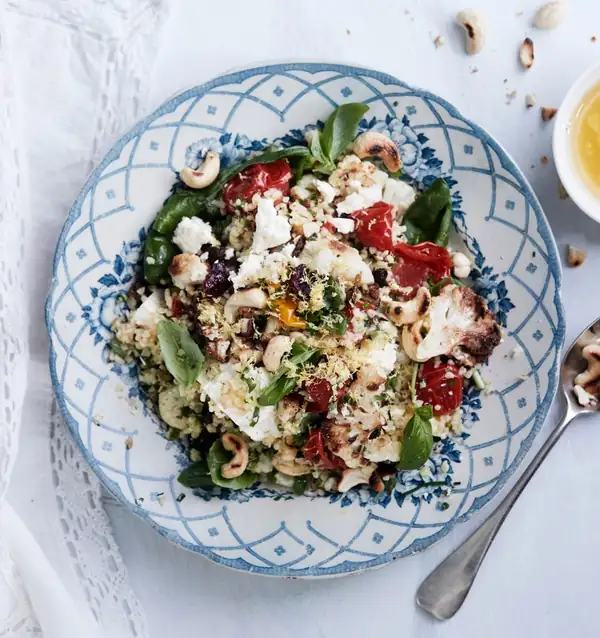 Warm cauliflower tabbouleh