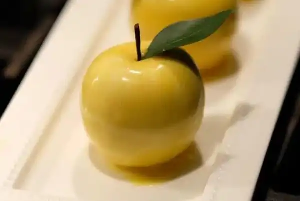 Apple Shaped Dessert with White Chocolate and Apple Jelly