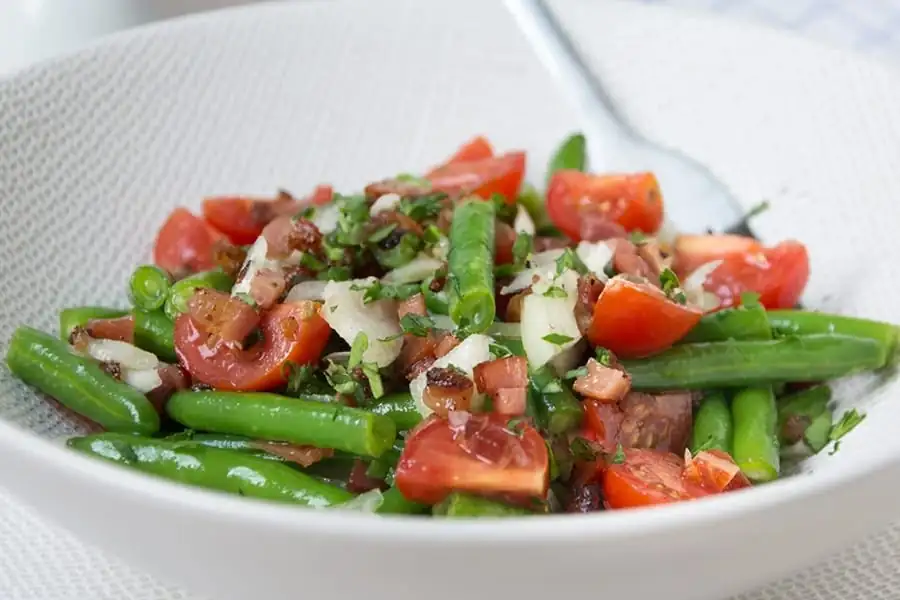 Green bean and cherry tomato salad made in a Thermomix
