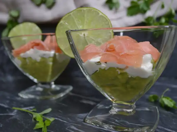Avocado and smoked salmon verrines