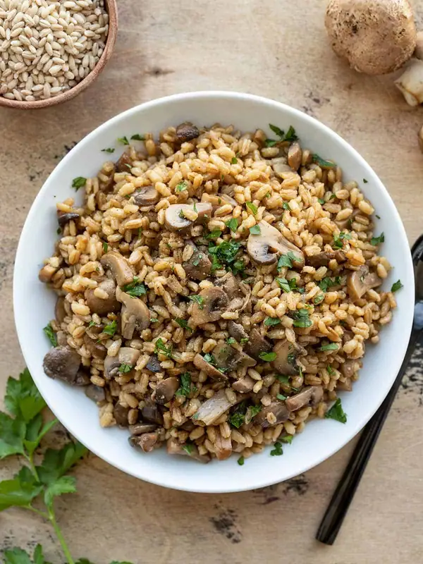 Baked Barley with Mushrooms
