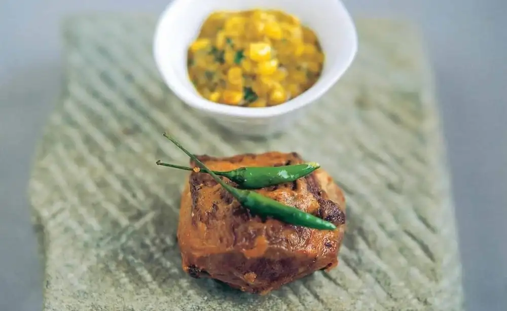 Rajasthani Roast Rump of Lamb with Corn Sauce