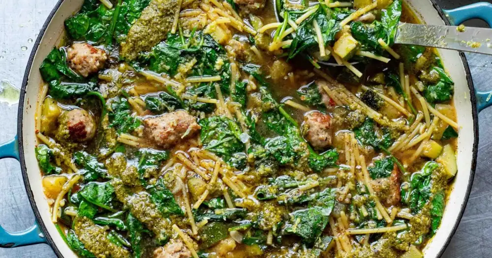Sausage, Spinach & Spaghetti Minestrone