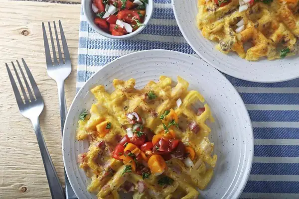 Chicken, Ham, & Swiss Waffles