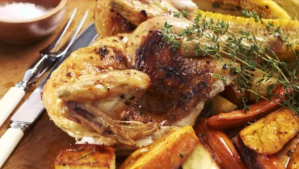 Chilli Roasted Chicken with Caramelized Vegetables
