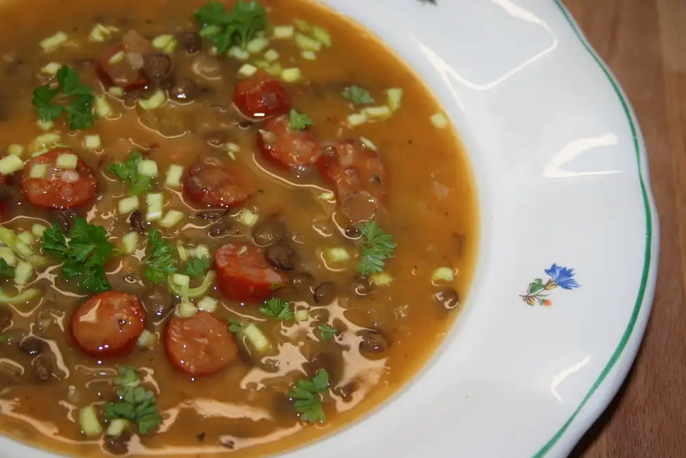 Homemade lentil soup