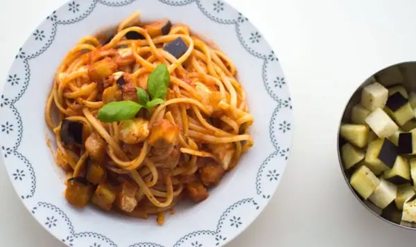 Easy Eggplant Pasta with Mozzarella