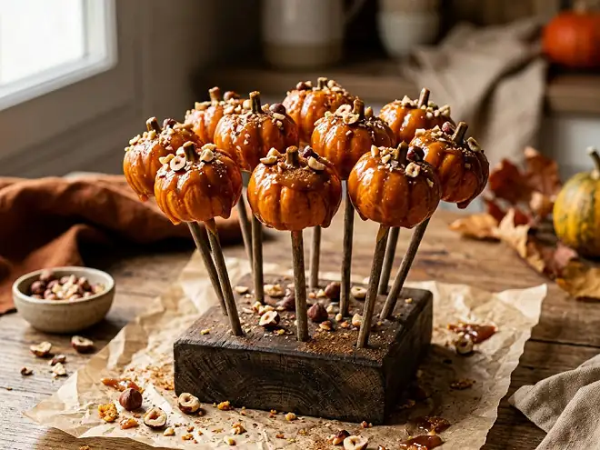 Halloween pumpkin caramel lollipops