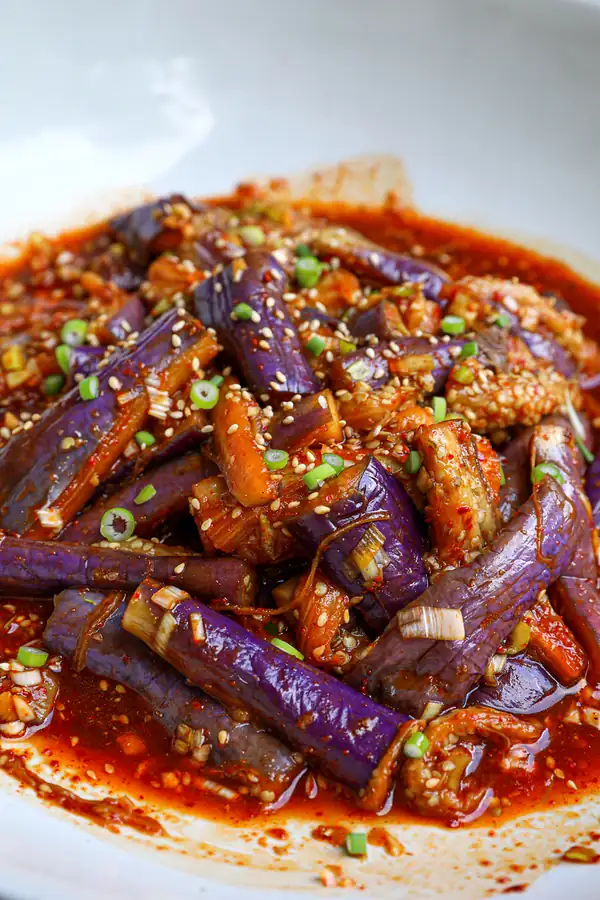 Korean Spicy Garlic Eggplant Recipe & Video