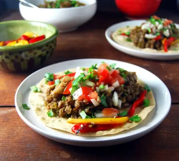 Tacos veganos de lentejas