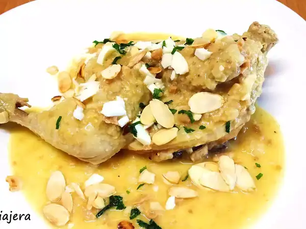 Spicy chicken recipe in pepitoria sauce