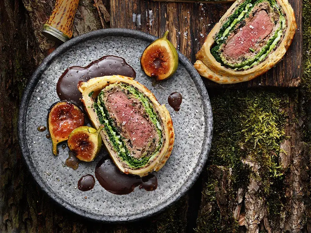 Filet Wellington of fallow deer