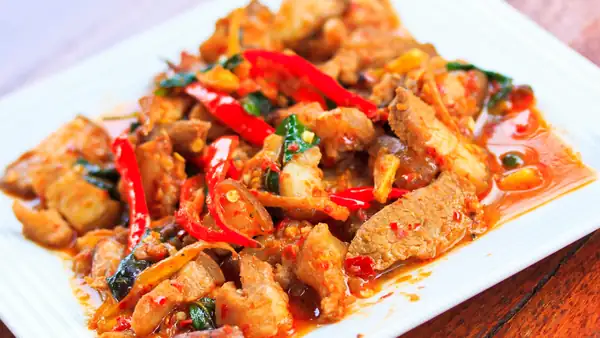 Spicy Asian-style stir-fried pork