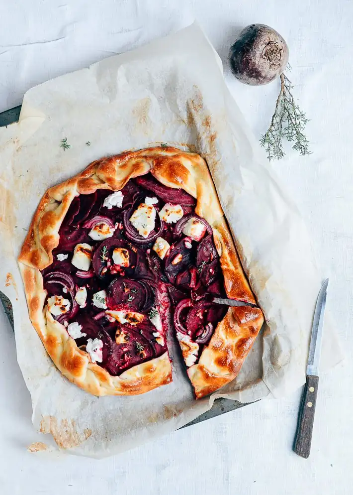 Beetroot galette with goat cheese