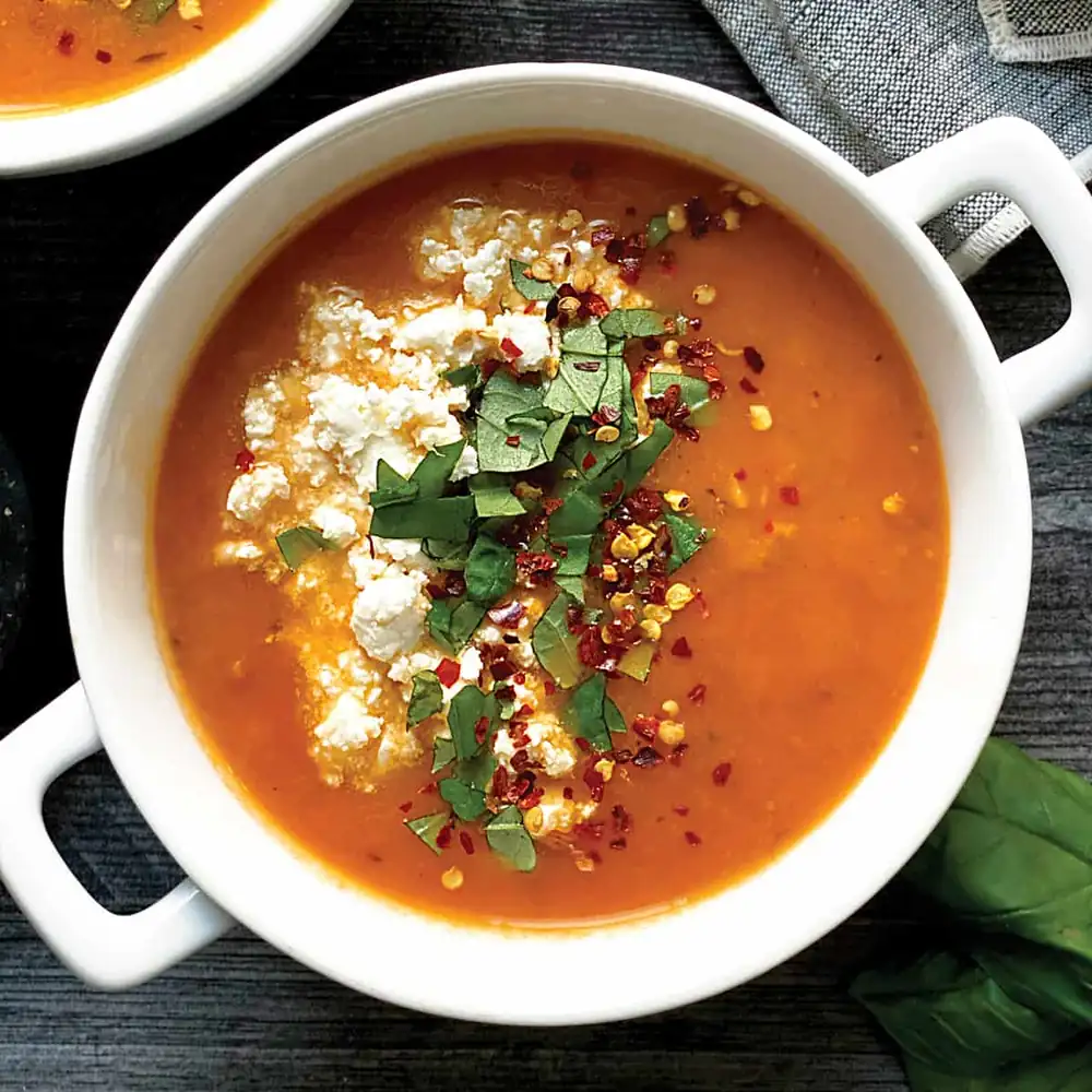 Greek Tomato Soup With Feta & Basil