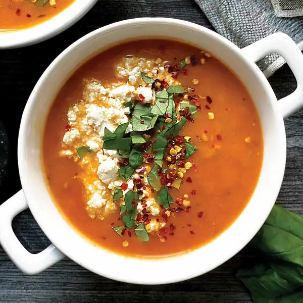 Greek Tomato Soup With Feta & Basil