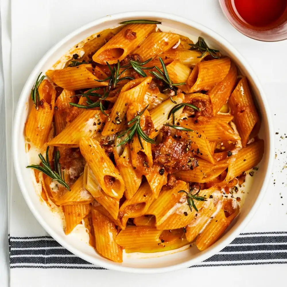Salami-spiked penne alla vodka