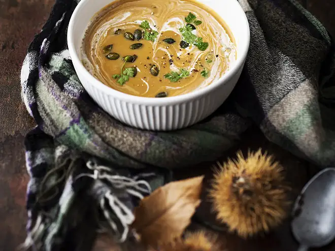 Butternut squash and chestnut soup