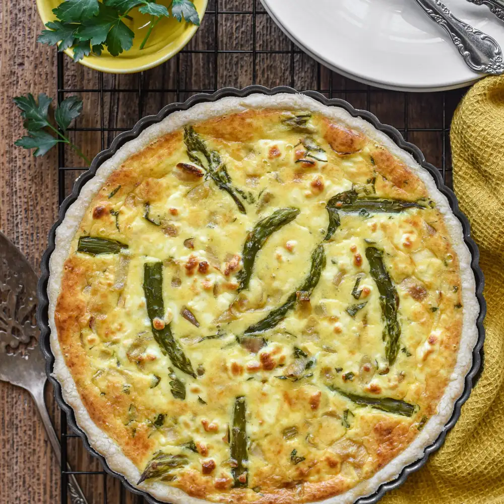 Quiche de espárragos y queso de cabra