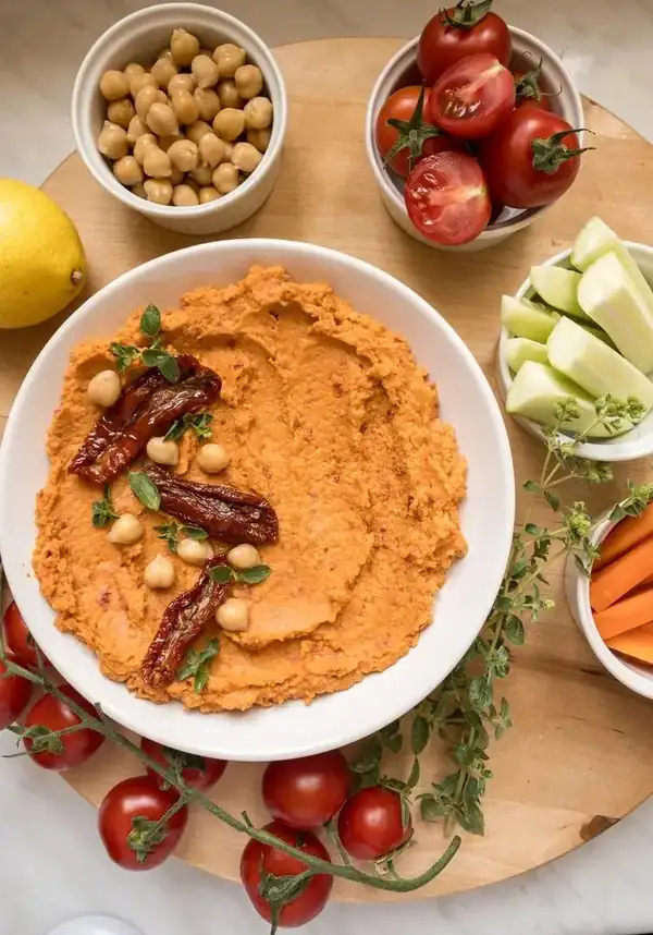 Hummus with dried tomatoes