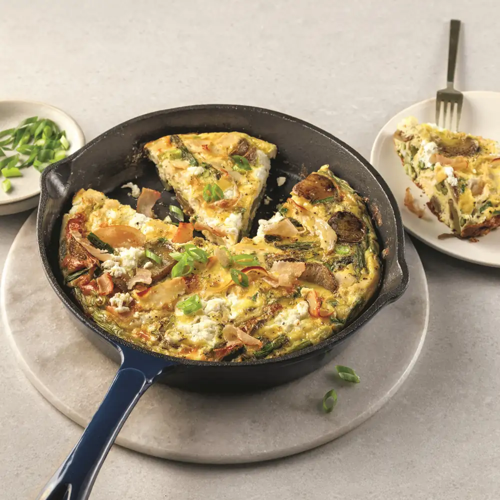 Frittata de pavo, patata y queso de cabra