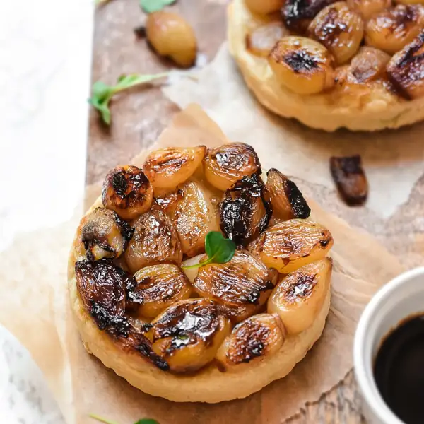 Balsamic Pearl Onion Tartes Tatin