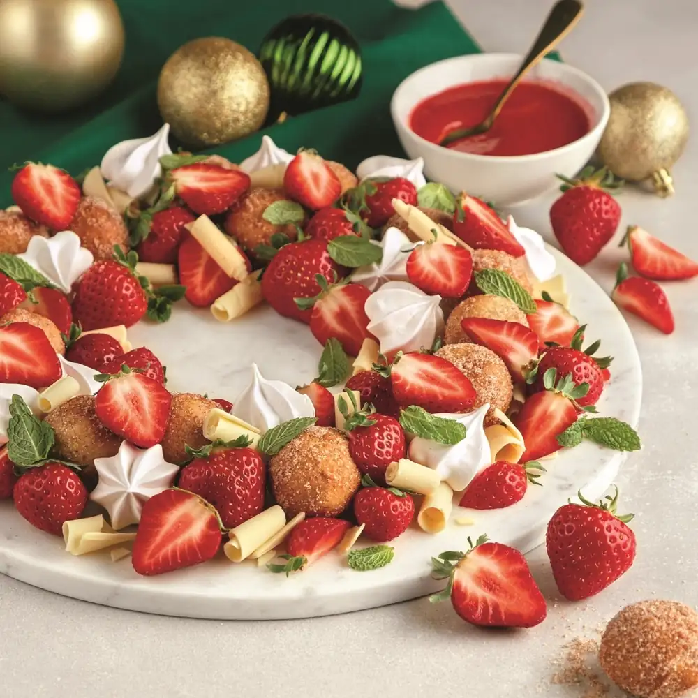 Festive strawberry wreath