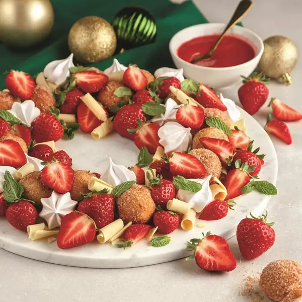 Festive strawberry wreath