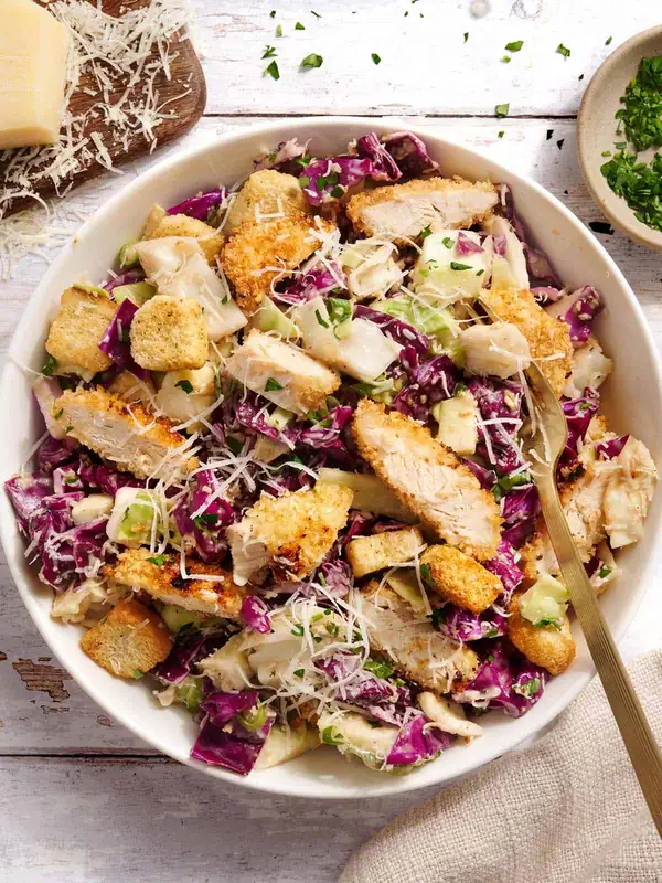Caesar Salad Meets Crunchy Cabbage in This Ultimate Chicken Slaw