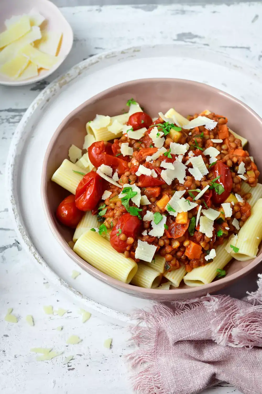 Rigatoni with lentil ragout