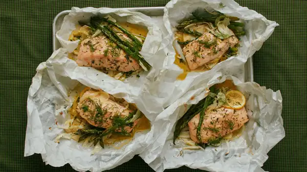 Salmon and Spring Veg in Parchment