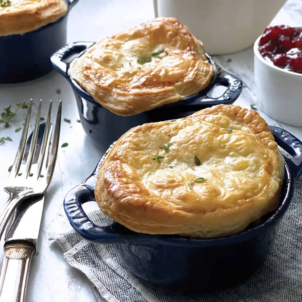 Mini Pot Pies With Leftover Greek stuffing