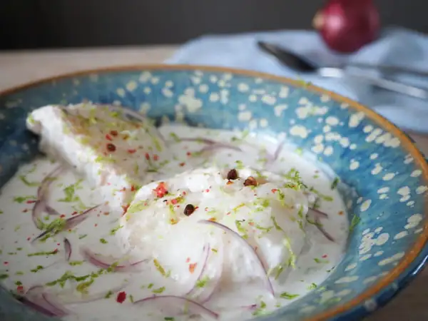 Cod loin with coconut milk, ginger and lime