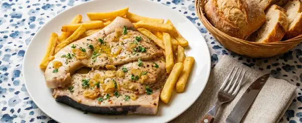 Swordfish in garlic sauce. An easy, quick, and flavorful recipe