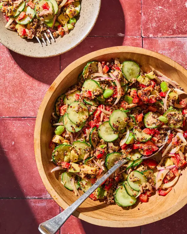 Garlic Oil Crispy Quinoa Tuna Salad Recipe