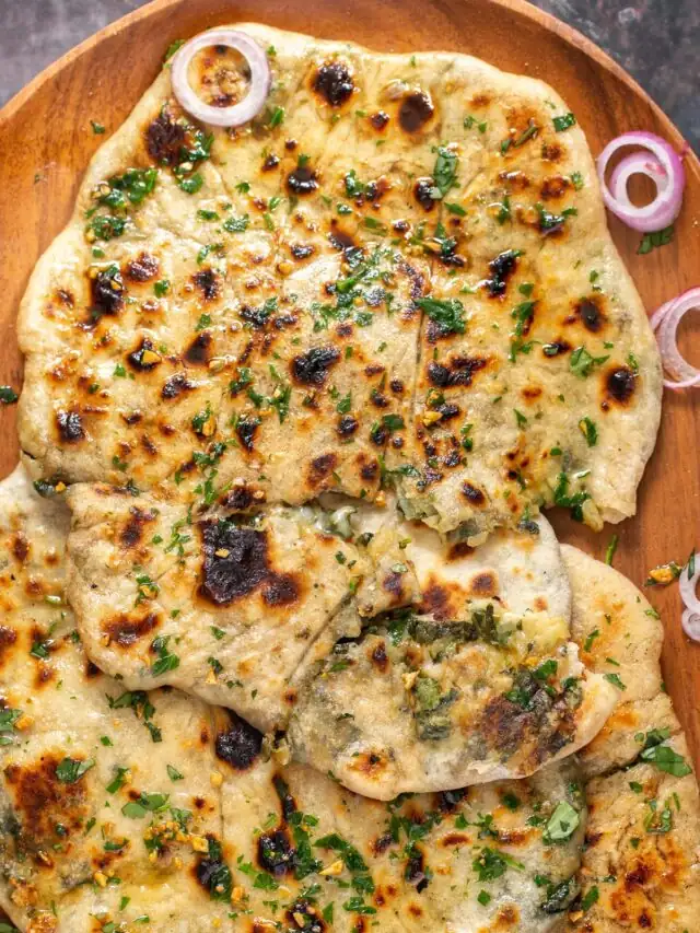 Vegan Spinach Potato Cheese Stuffed Naan