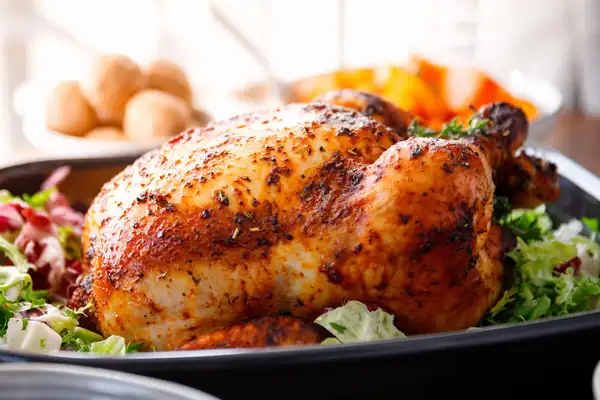 When cooked spatchcock style, roast chicken cooks twice as fast and remains very tender