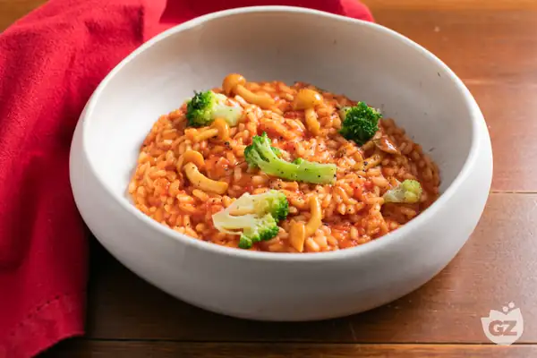 Tomato, broccoli and mushroom risotto