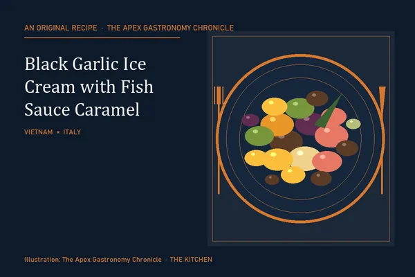 Black Garlic Ice Cream with Fish Sauce Caramel