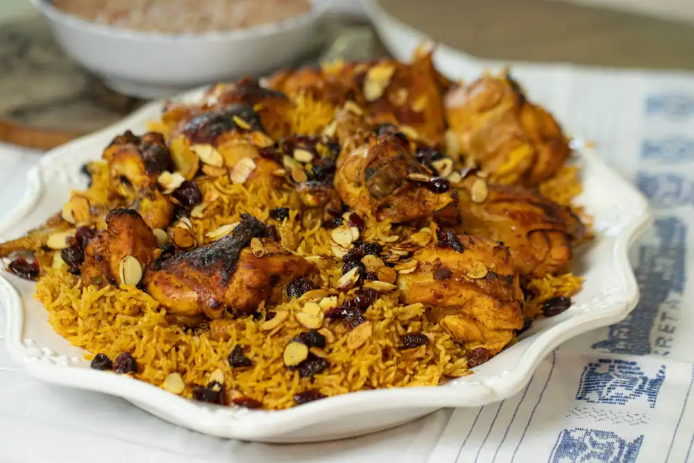 Kabsa Chicken and Spiced Rice with Fresh Tomato Sauce (Saudi Recipe)