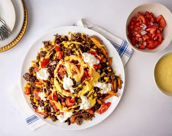 Loaded fries with minced meat