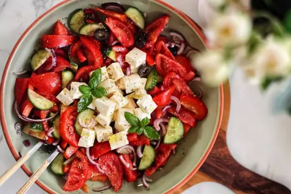 Traditional Greek Salad with Feta Cheese